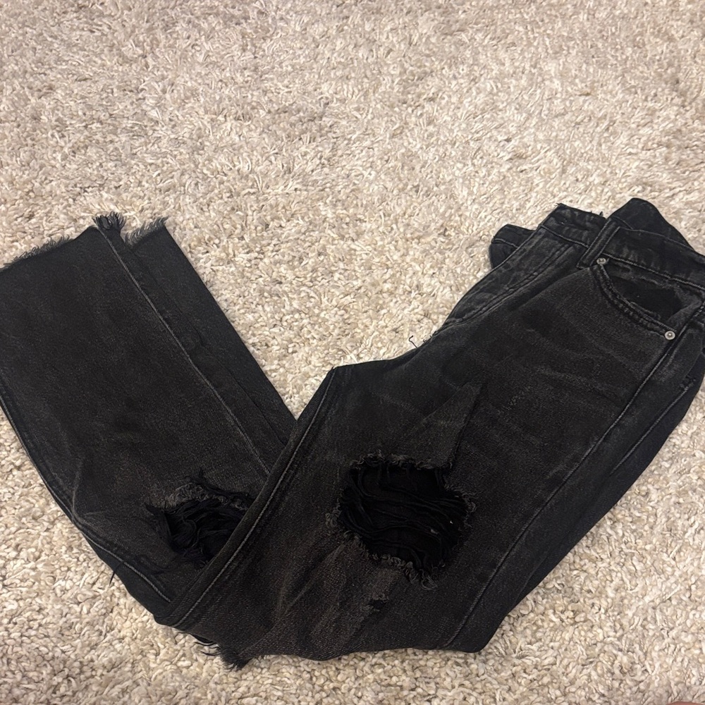 BDG Black Distressed Straight Leg Jeans